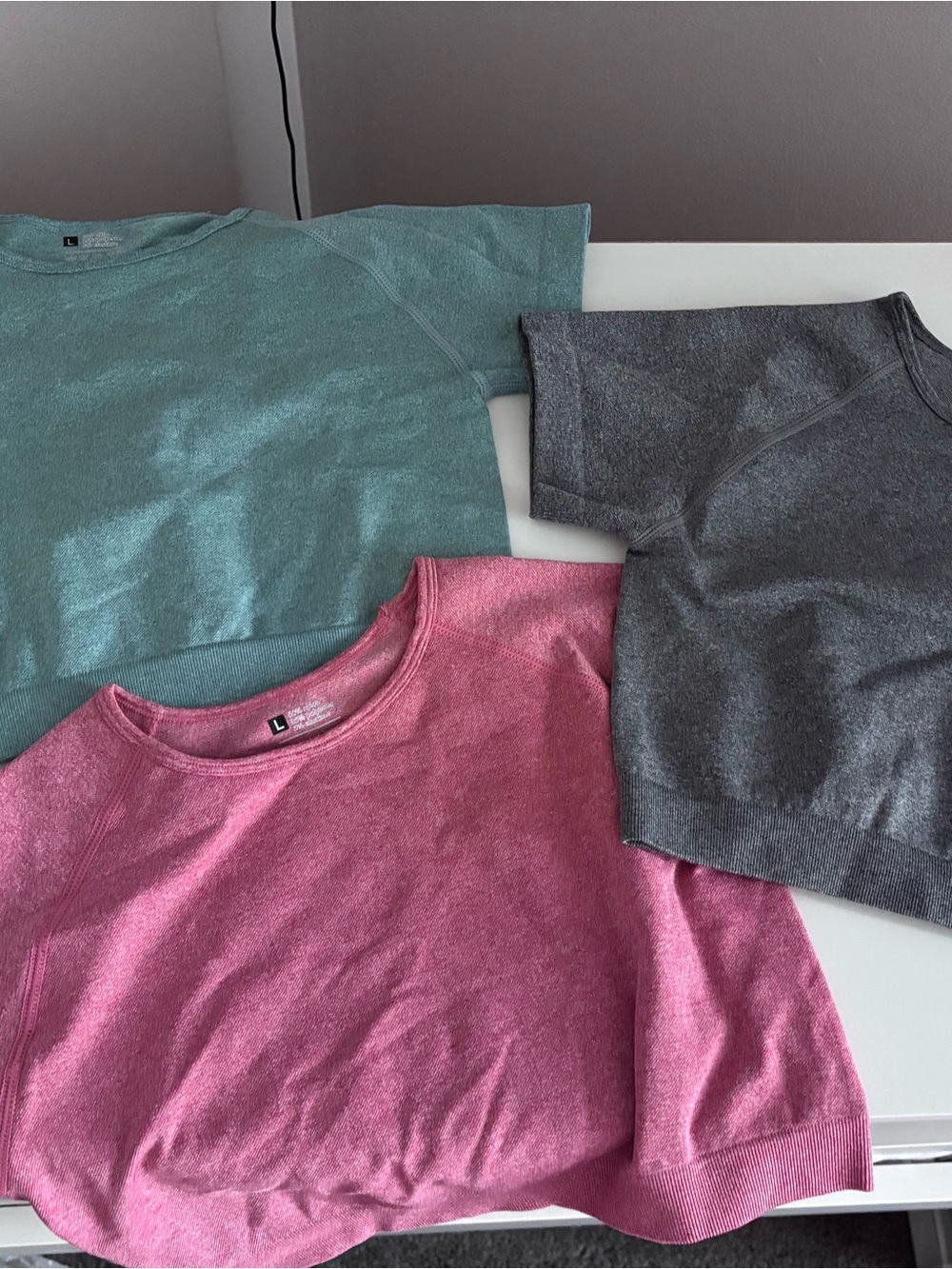Activewear Crop Tops - Pink, Teal & Gray